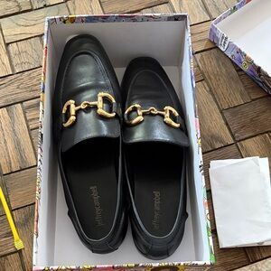 Jeffrey Campbell Black Loafers with Gold Chain